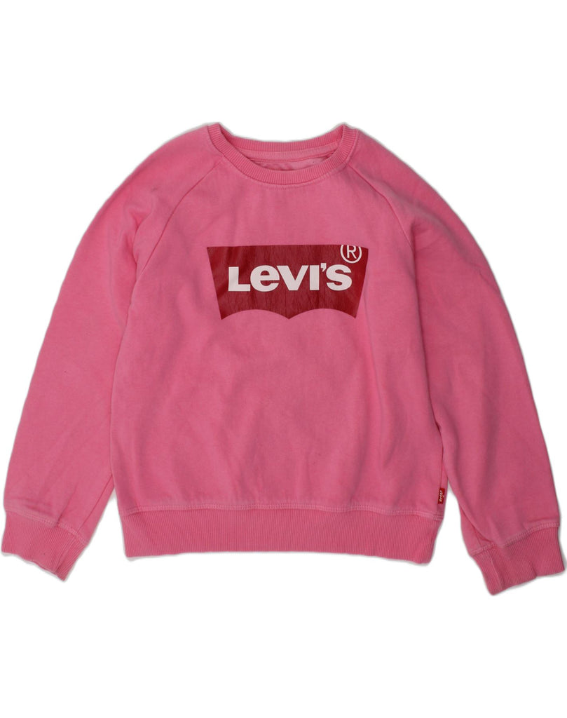 LEVI'S Girls Graphic Sweatshirt Jumper 9-10 Years Medium Pink Cotton | Vintage Levi's | Thrift | Second-Hand Levi's | Used Clothing | Messina Hembry 