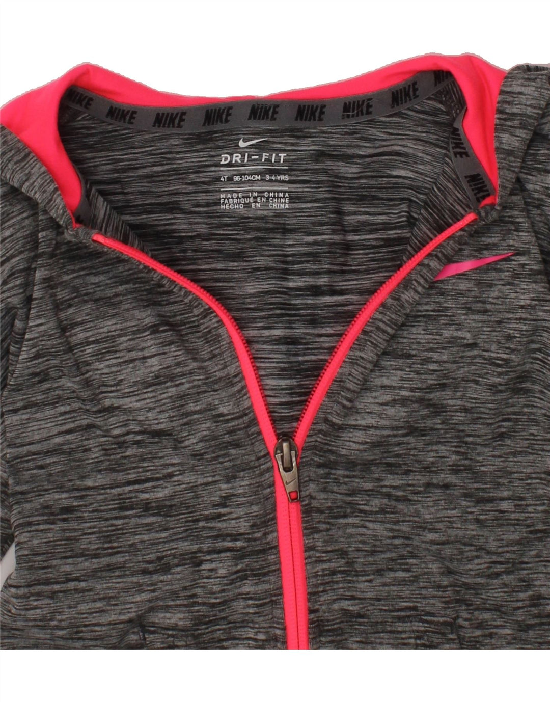 NIKE Girls Zip Hoodie Sweater 3-4 Years Grey Polyester Vintage Nike and Second-Hand Nike from Messina Hembry 