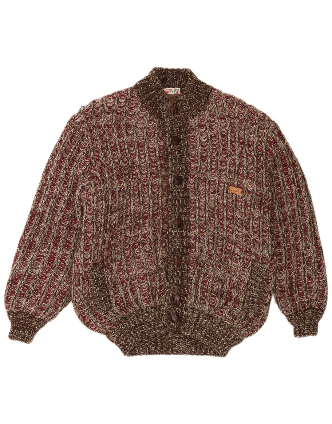 Silvy Mens Knit Bomber Jacket IT 50 Large Brown Flecked