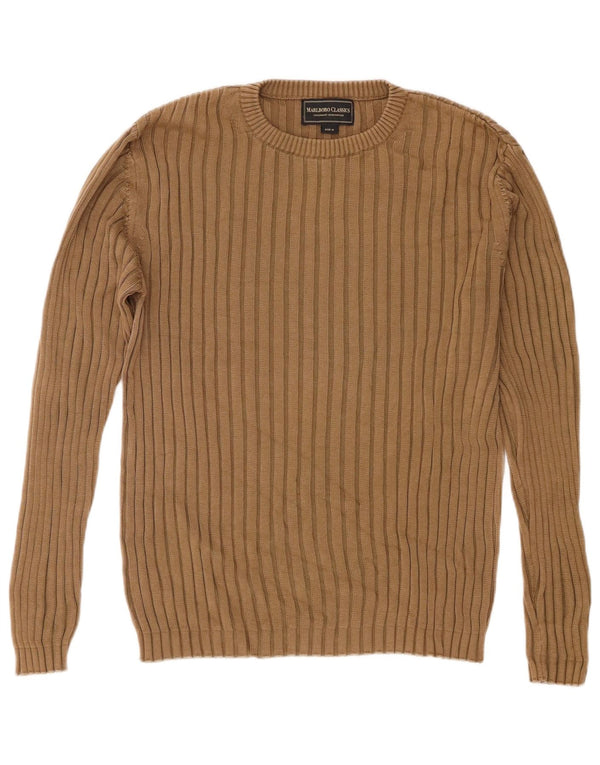 Marlboro Classics Mens Crew Neck Jumper Sweater Medium Brown Cotton