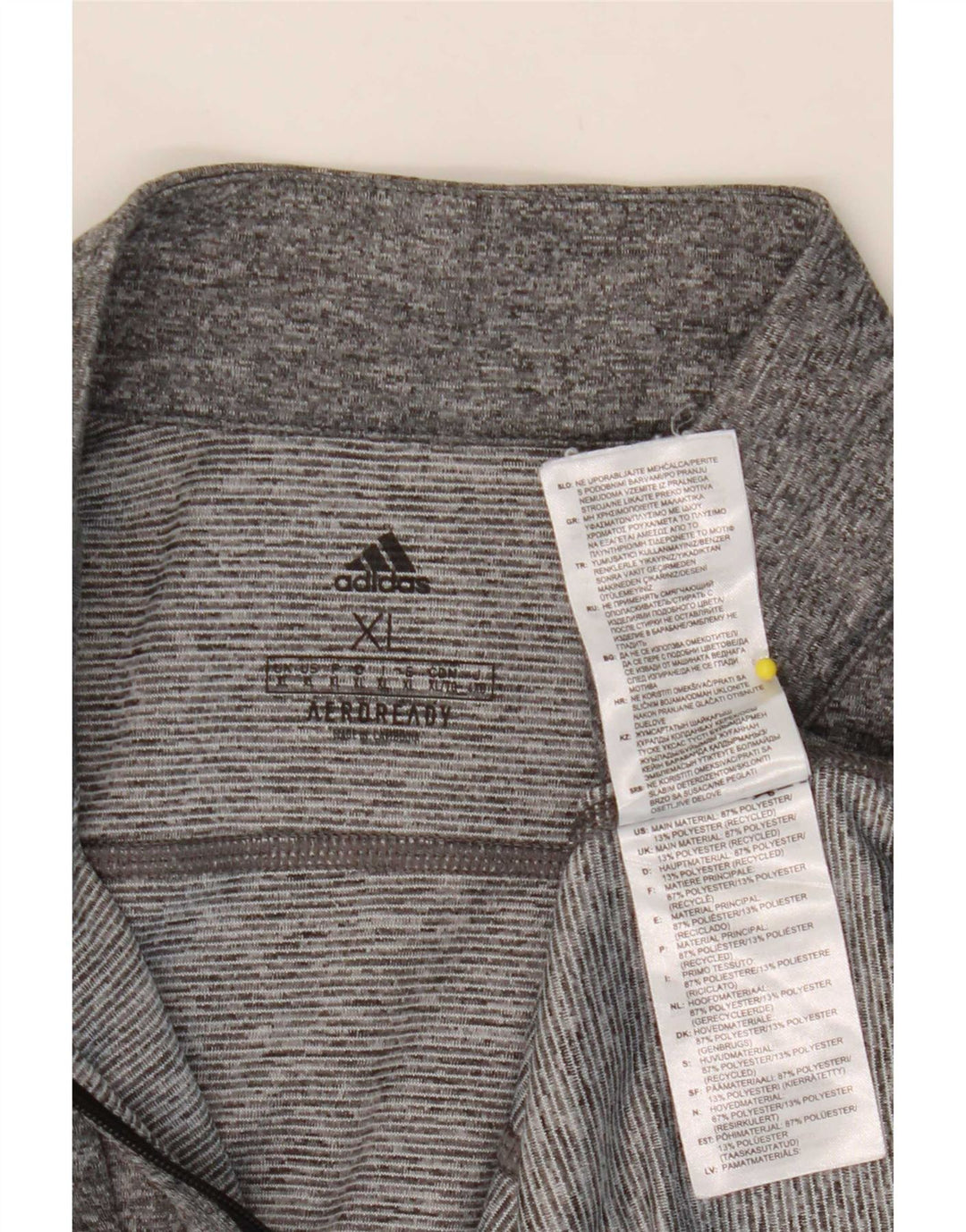 Adidas Mens Aeroready Zip Neck Pullover Tracksuit Top XL Grey Flecked