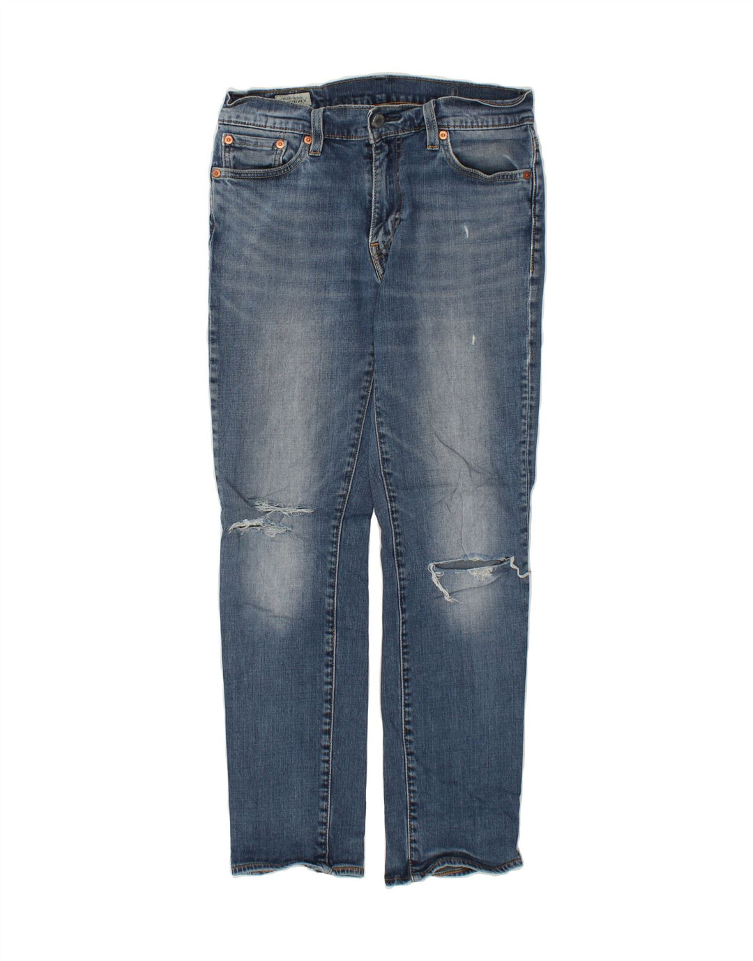 LEVI'S Womens 511 Distressed Straight Jeans W30 L30 Blue Cotton Vintage Levi's and Second-Hand Levi's from Messina Hembry 