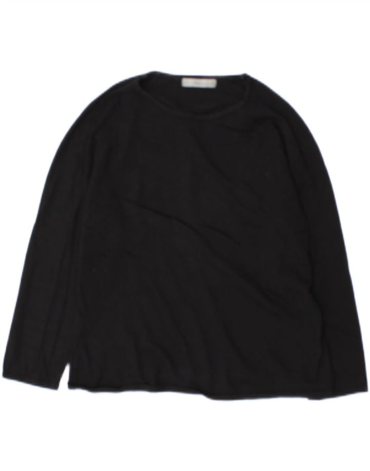 Marks & Spencer Womens Crop Boat Neck Jumper Sweater UK 14 Medium Black