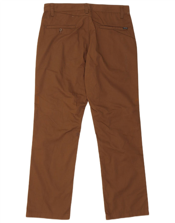 Volcom Womens Straight Chino Trousers W32 L31 Brown Cotton