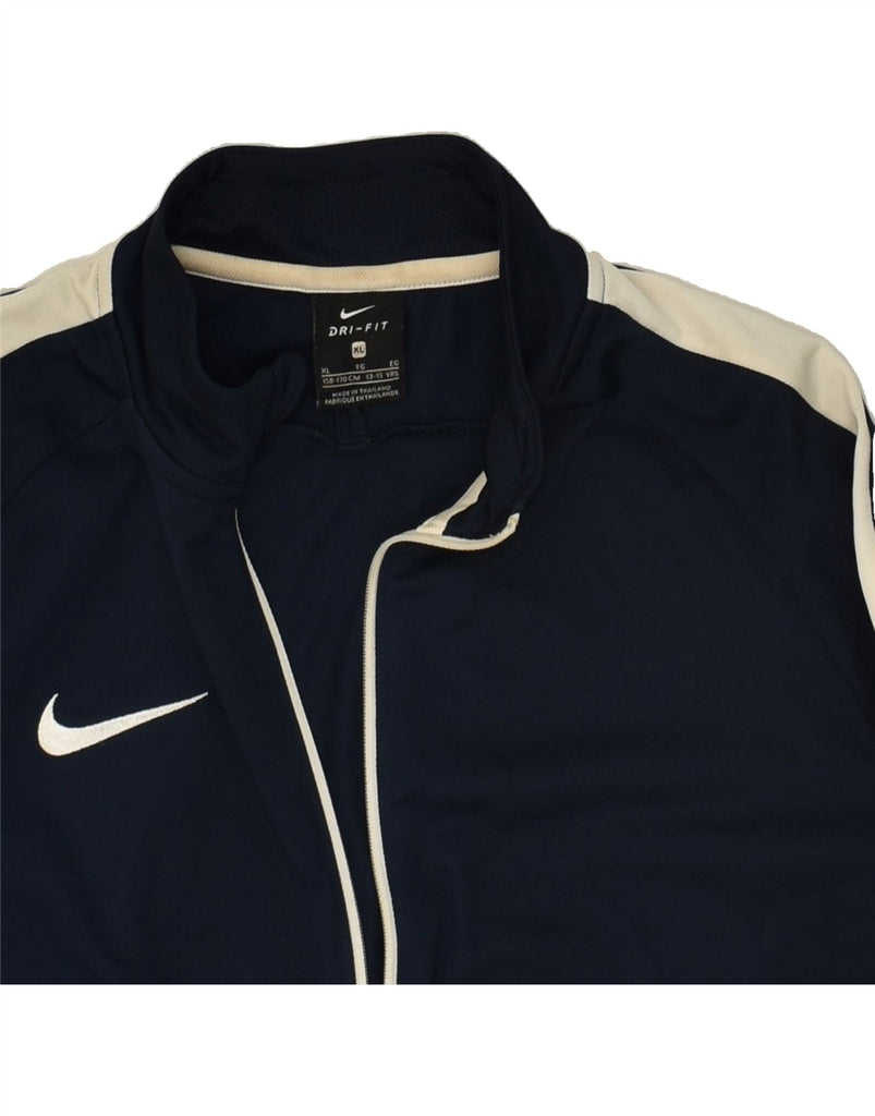 NIKE Boys Dri Fit Tracksuit Top Jacket 13-14 Years XL  Navy Blue Polyester | Vintage Nike | Thrift | Second-Hand Nike | Used Clothing | Messina Hembry 