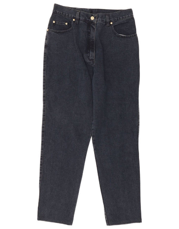 DUK Womens High Waist Tapered Jeans IT 50 XL W32 L28 Navy Blue Cotton