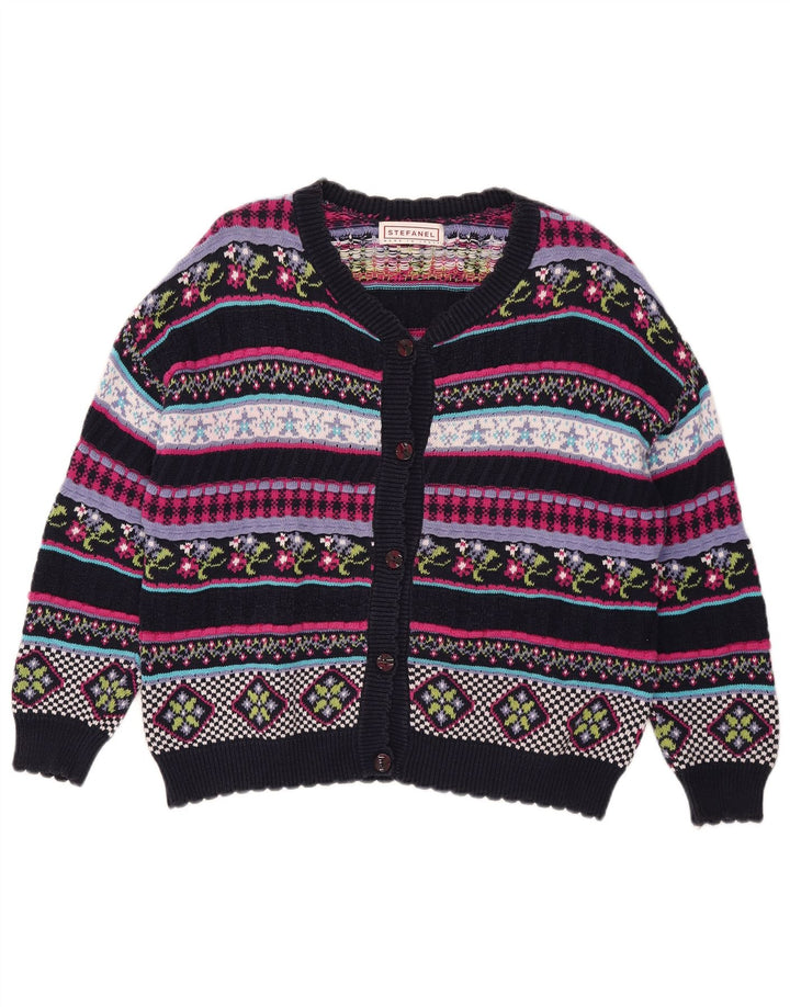 Stefanel Womens Cardigan Sweater UK 12 Medium Multicoloured Geometric