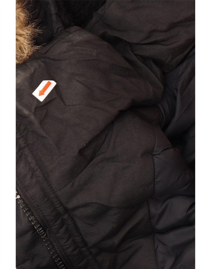 Superdry Womens Parka Jacket UK 12 Medium Black Winter