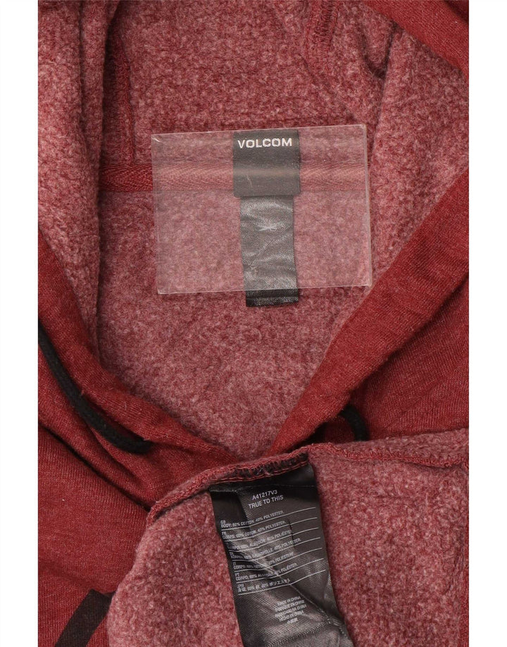 Volcom Mens Graphic Hoodie Jumper Medium Maroon Cotton