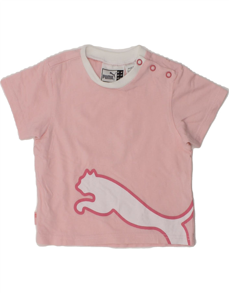 PUMA Baby Girls Graphic T-Shirt Top 6-9 Months Pink Cotton | Vintage Puma | Thrift | Second-Hand Puma | Used Clothing | Messina Hembry 