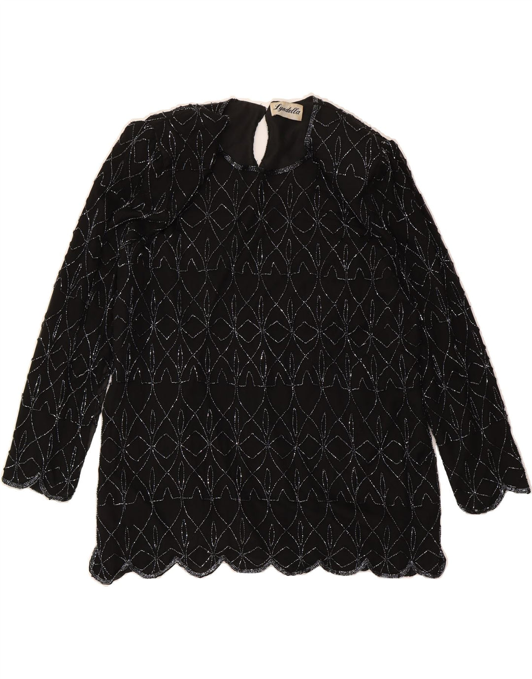 VINTAGE Womens Evening 3/4 Sleeve Blouse Top UK 18 XL Black Polyester Vintage Vintage and Second-Hand Vintage from Messina Hembry 