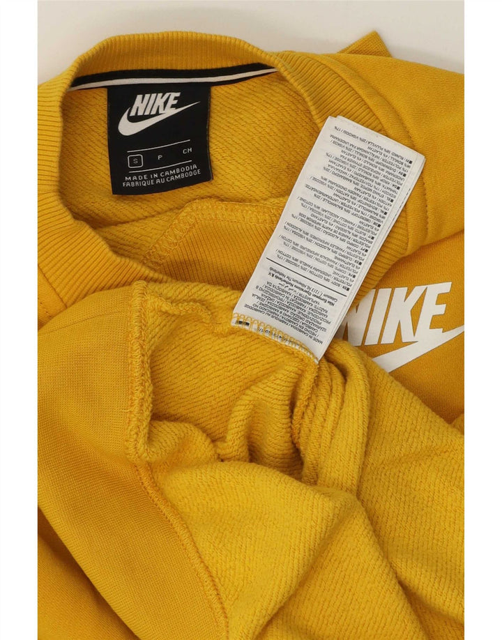 Nike Womens Oversized Sweatshirt Jumper UK 10 Small Yellow Cotton