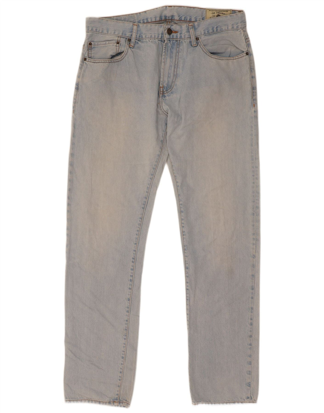 Zara Mens Straight Jeans EU 44 Large W34 L34 Blue Cotton