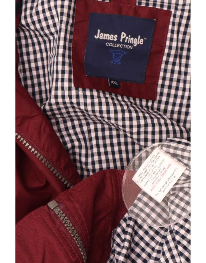 James Pringle Mens Bomber Jacket UK 44 2XL Burgundy Polyester