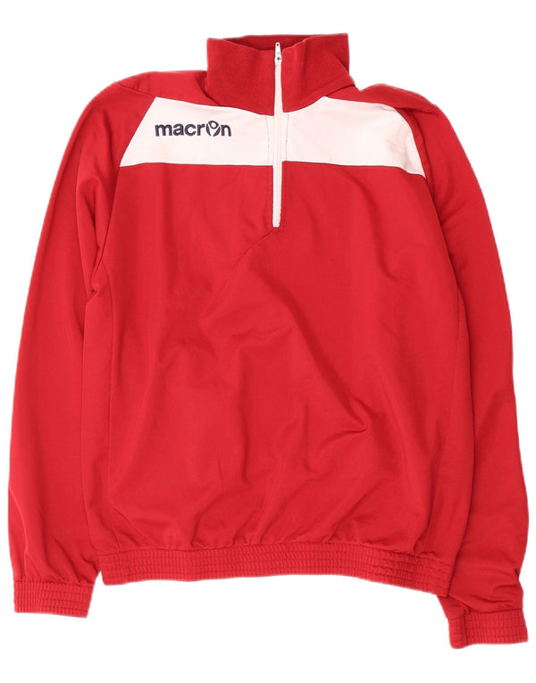 Macron Mens Graphic Zip Neck Sweatshirt Jumper Medium Red Colourblock
