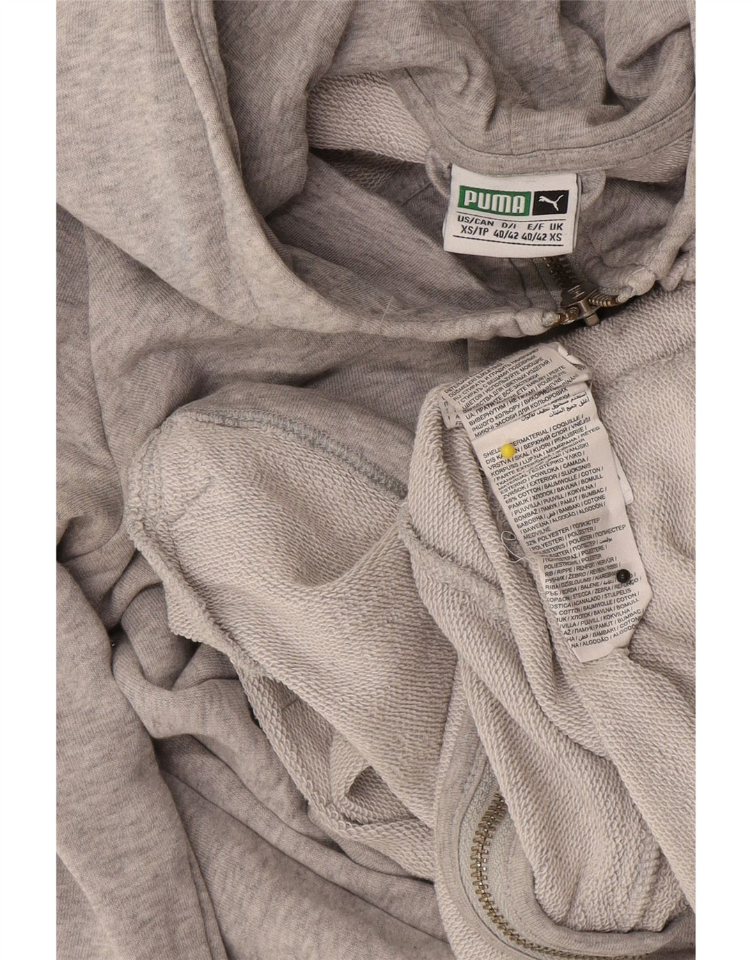 Puma Mens Zip Hoodie Sweater XS Grey Cotton