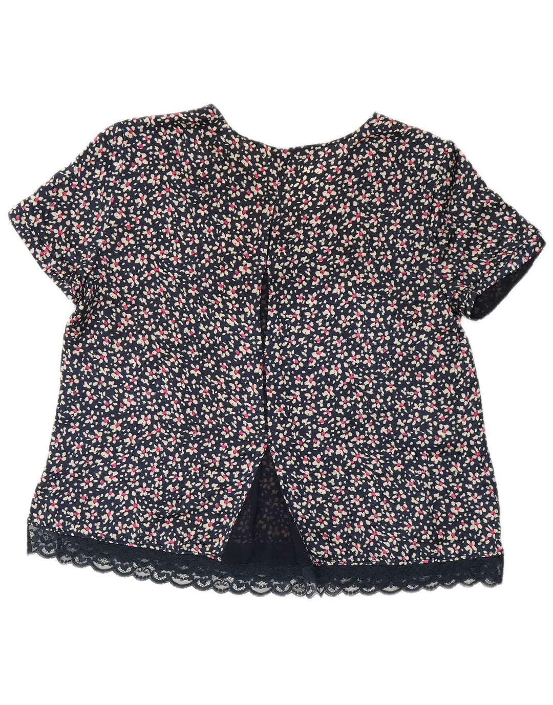 ZARA Womens Blouse Top UK 16 Large Navy Blue Floral