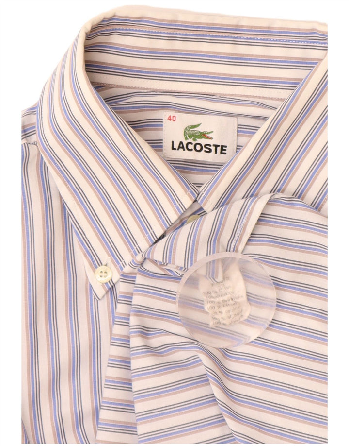 LACOSTE Mens Shirt Size 40 Medium Blue Striped Cotton