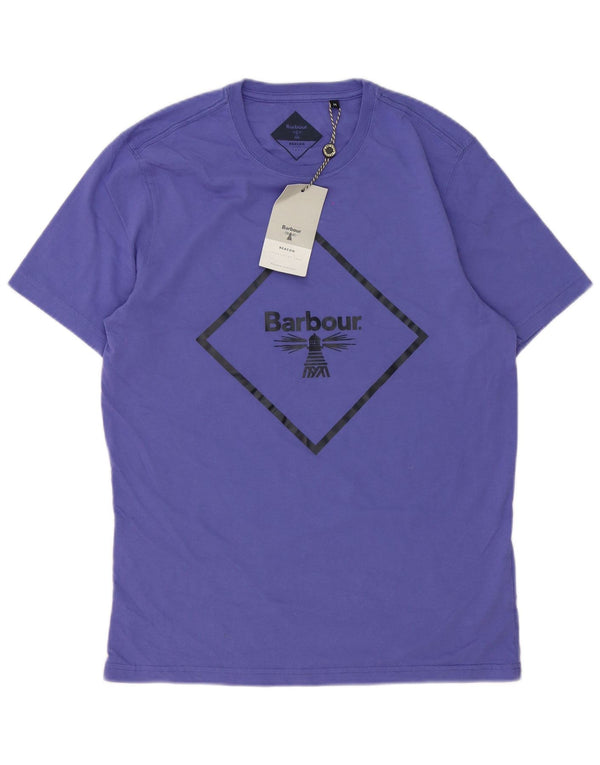 Barbour Mens Slim Fit Graphic T-Shirt Top Medium Purple Cotton