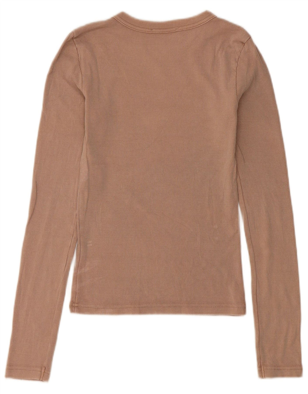Zara Womens Top Long Sleeve UK 8 Small Beige Cotton