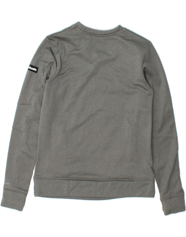 COLUMBIA Womens Graphic Sweatshirt Jumper UK 10 Small Grey Polyester Vintage Columbia and Second-Hand Columbia from Messina Hembry 