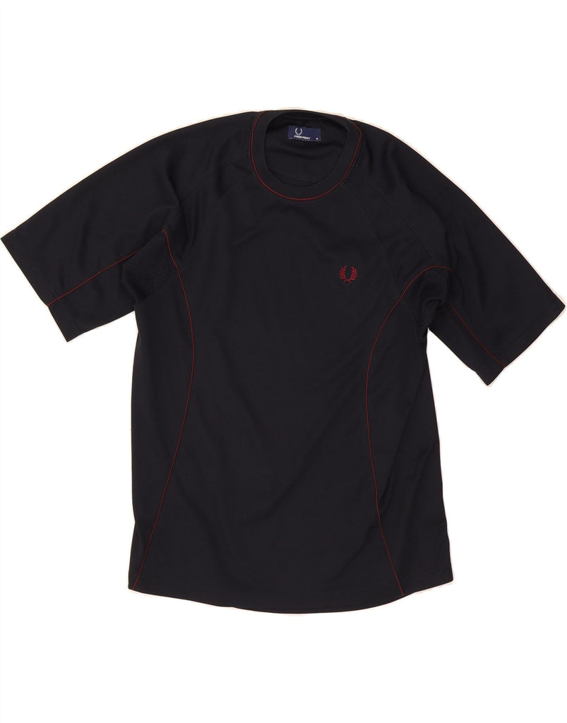 FRED PERRY Mens T-Shirt Top Medium Navy Blue Polyester Vintage Fred Perry and Second-Hand Fred Perry from Messina Hembry 