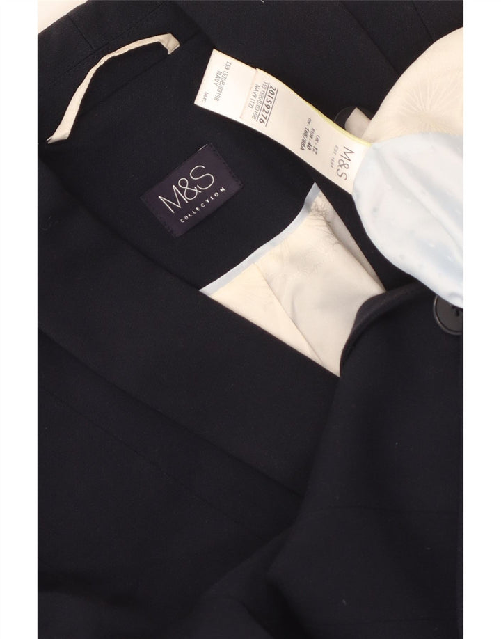 Marks & Spencer Womens Blazer Jacket UK 12 Medium  Navy Blue Polyester