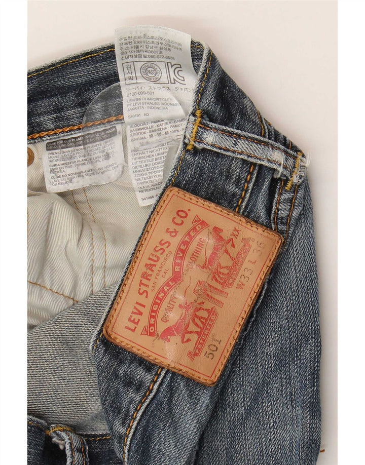 Levi's Mens 501 Distressed Straight Jeans W33 L36 Blue Cotton