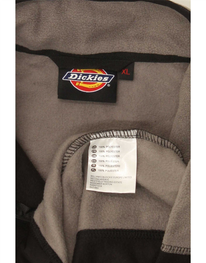 Dickies Mens Zip Neck Fleece Jumper XL Black Colourblock Polyester