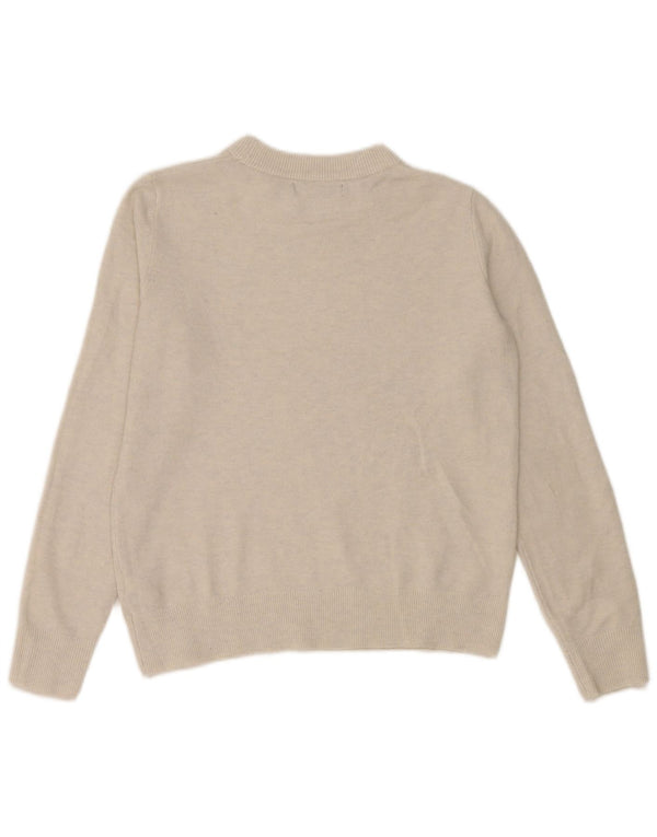 Marks & Spencer Womens Crop Crew Neck Jumper Sweater UK 6 XS Off White