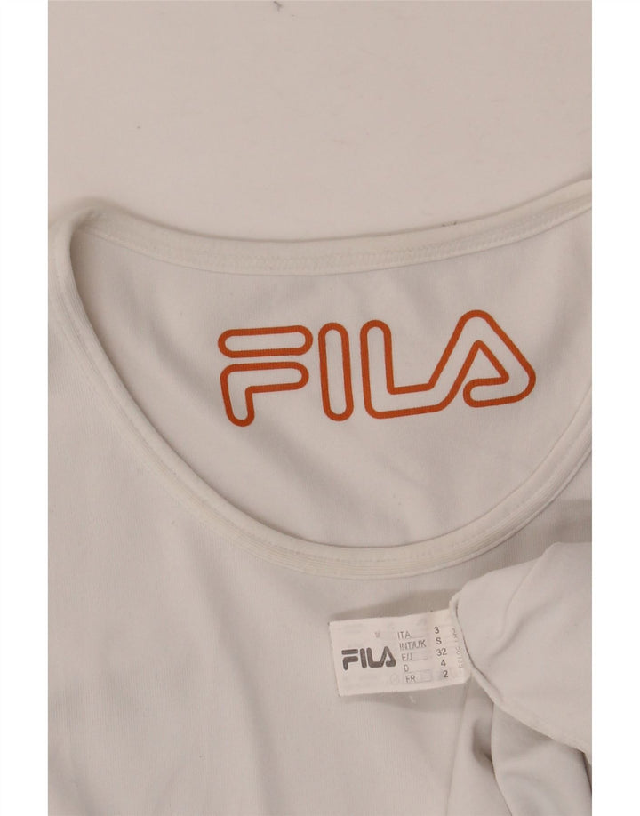 FILA Womens T-Shirt Top UK 10 Small White Viscose