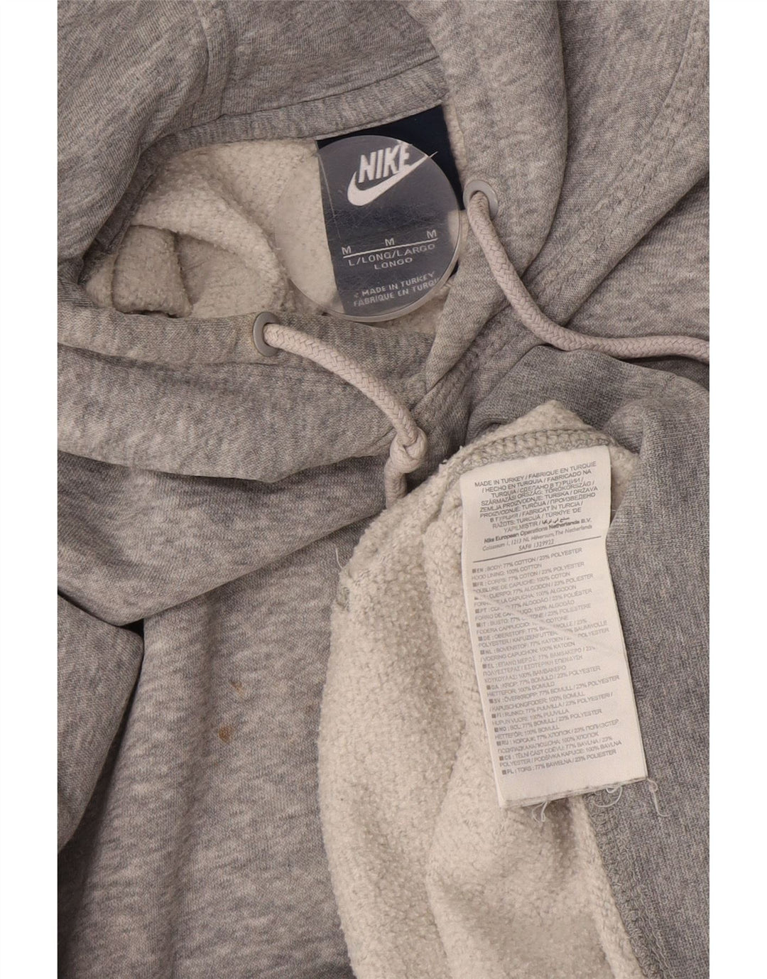 Nike Mens Hoodie Jumper Medium Grey Cotton