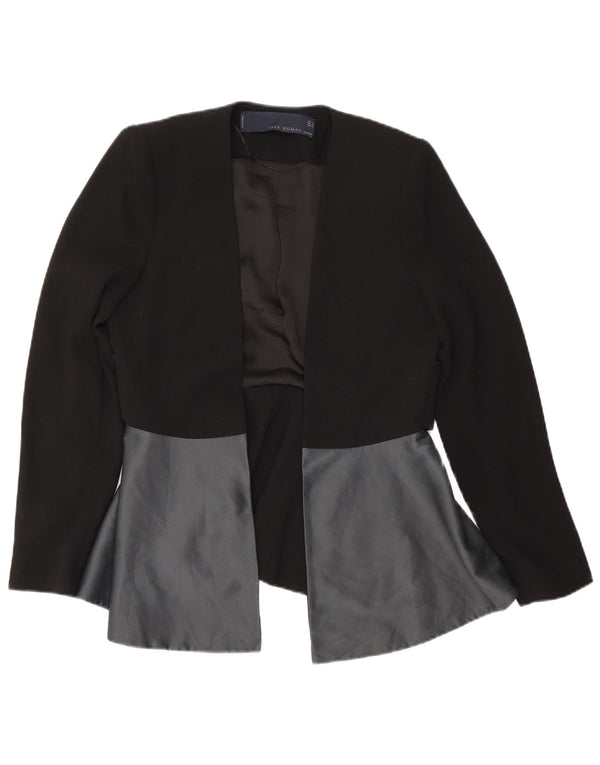 Zara Womens Open Blazer Jacket UK 14 Medium Black Colourblock Polyester