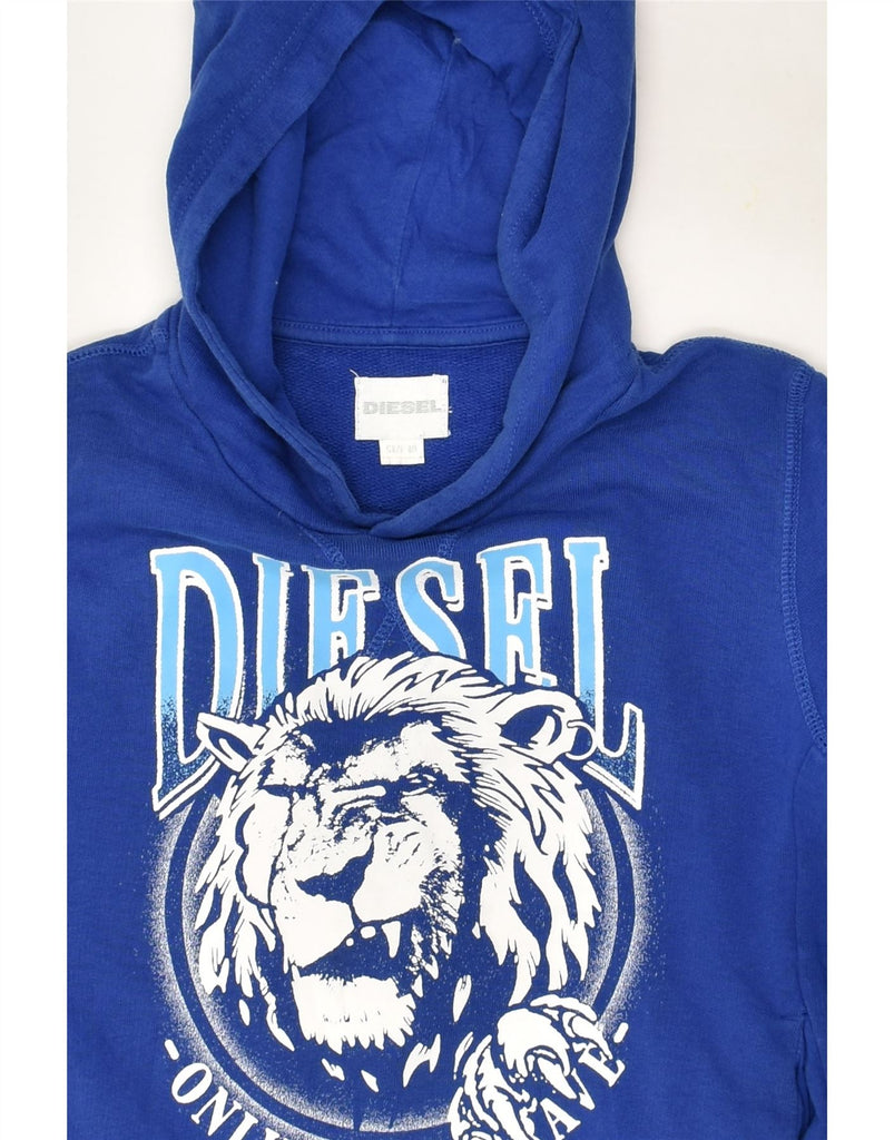 DIESEL Boys Graphic Hoodie Jumper 9-10 Years Blue Cotton | Vintage Diesel | Thrift | Second-Hand Diesel | Used Clothing | Messina Hembry 