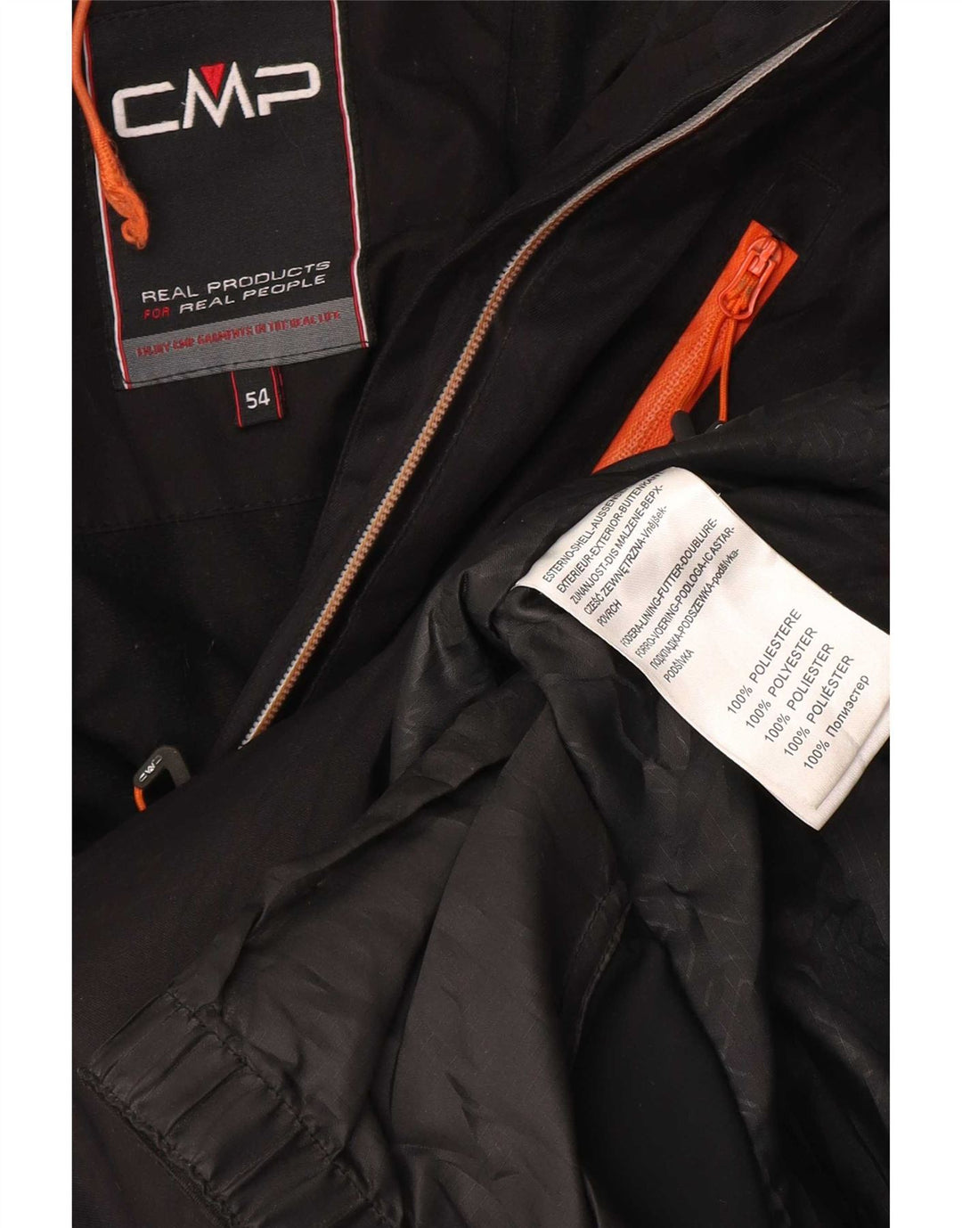 CMP Mens Hooded Ski Jacket IT 54 2XL Black Colourblock Polyester Sports