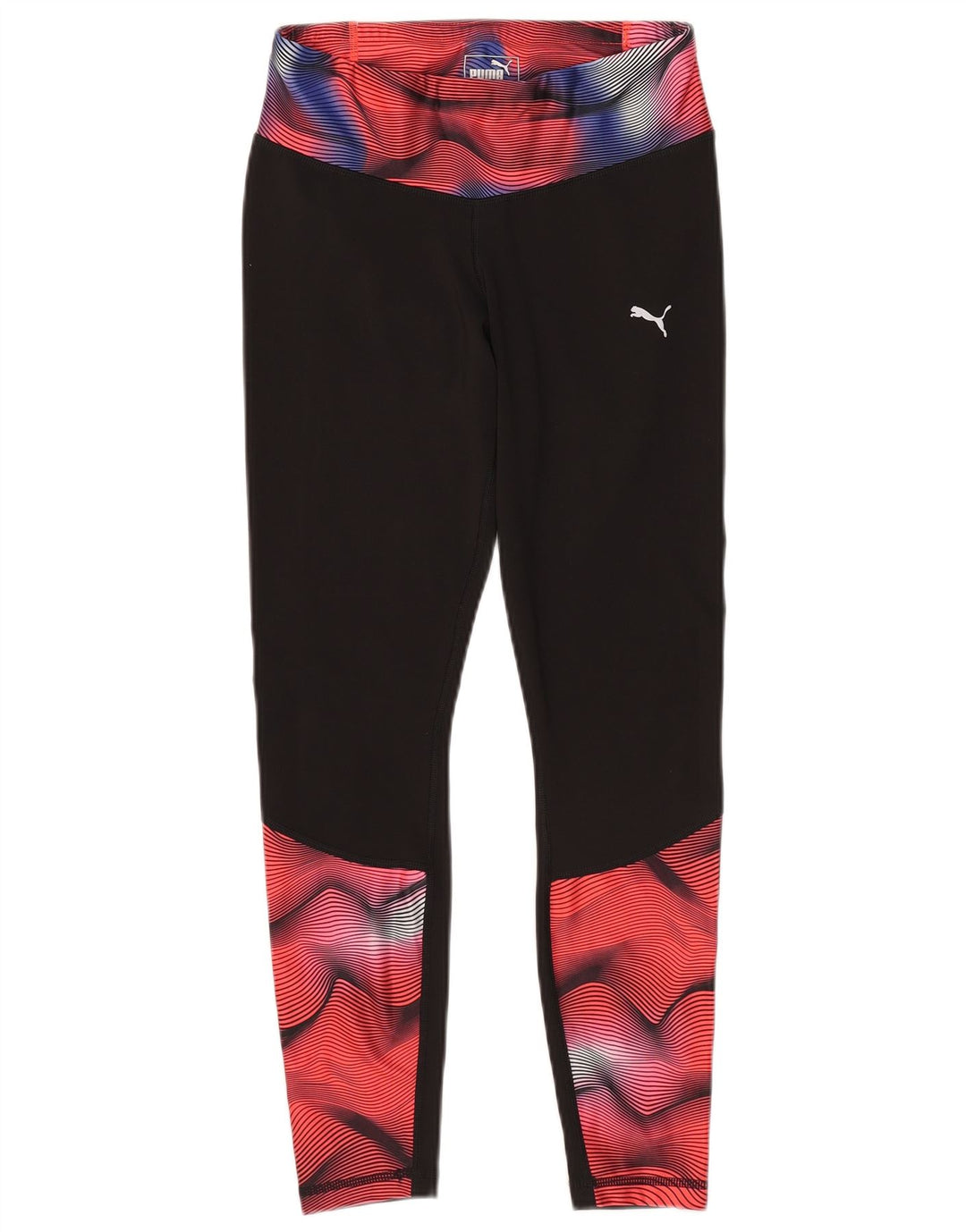 Puma Womens Abstract Pattern Leggings UK 10 Small Black Colourblock