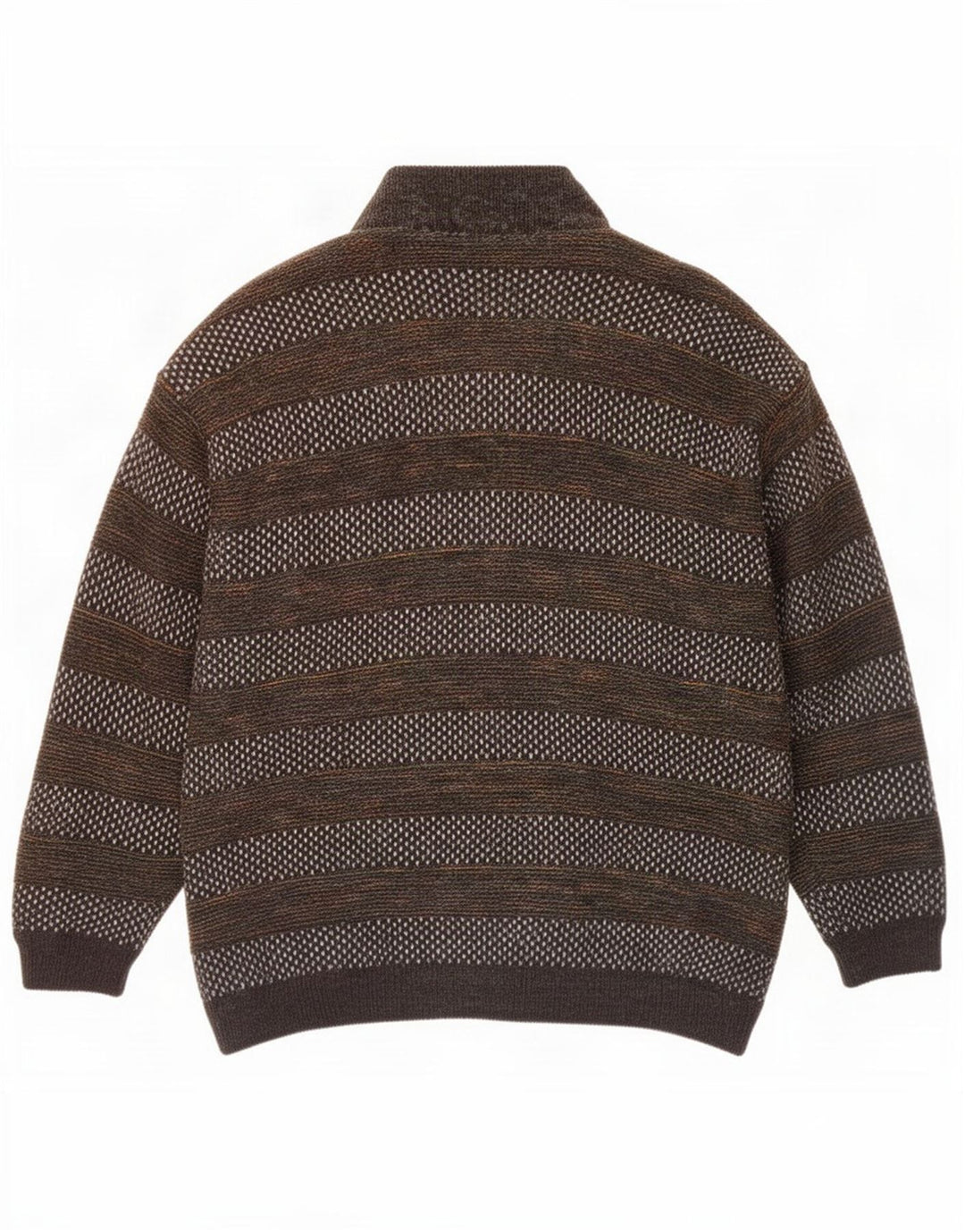 Vintage Mens Knit Bomber Jacket UK 42 XL Brown Striped