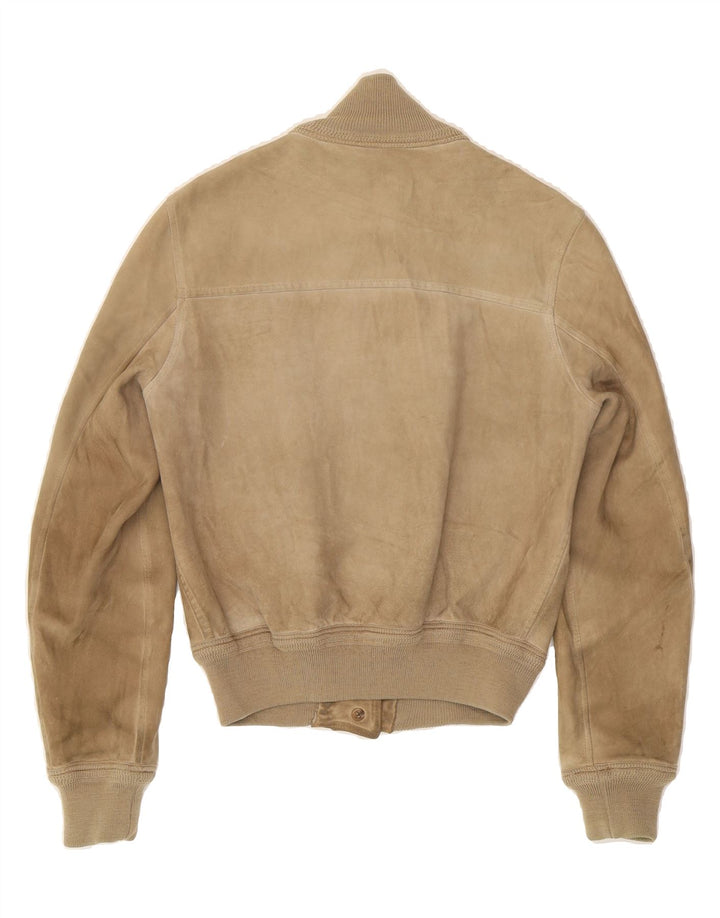 VALSTAR Womens Bomber Leather Jacket UK 10 Small Beige Leather Vintage Valstar and Second-Hand Valstar from Messina Hembry 