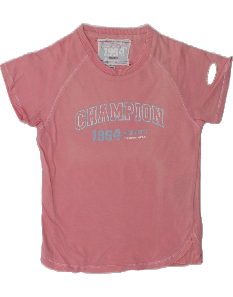 CHAMPION Girls Graphic T-Shirt Top 3-4 Years 2XS Pink Cotton | Vintage Champion | Thrift | Second-Hand Champion | Used Clothing | Messina Hembry 