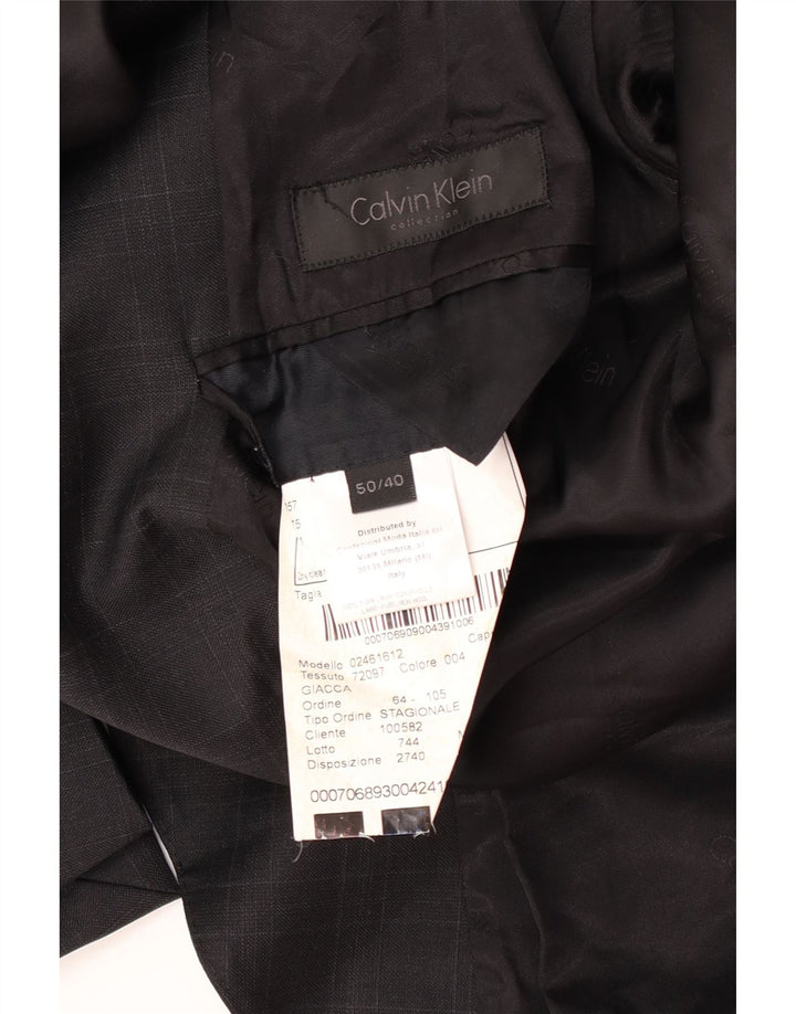Calvin Klein Mens 2 Button Blazer Jacket IT 50 Large Grey Check Wool