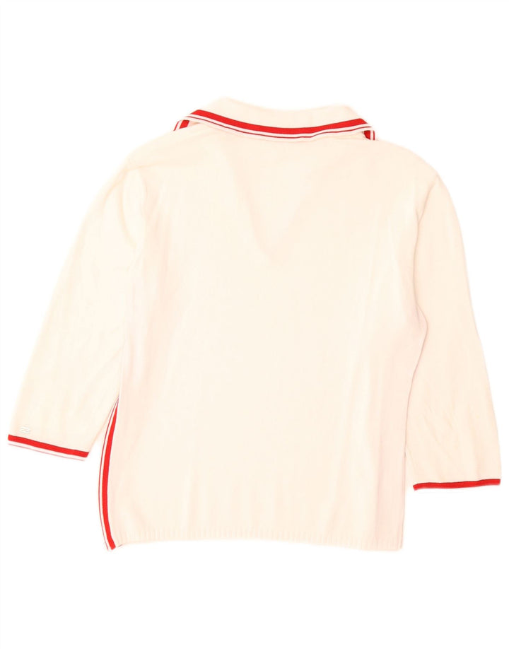 Escada Womens Polo Neck Jumper Sweater EU 38 Medium White Colourblock