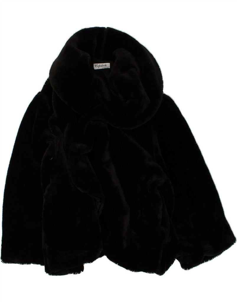 CAPRICIO Womens Oversized Faux Fur Overcoat UK 16 Large Black Acrylic | Vintage Capricio | Thrift | Second-Hand Capricio | Used Clothing | Messina Hembry 