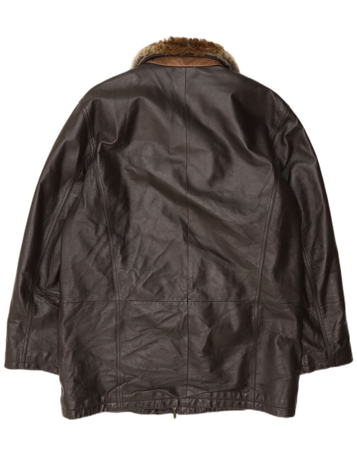 Zugaroni Mens Magione Leather Jacket IT 52 XL Brown