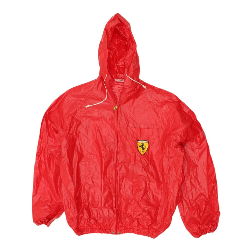 Ferrari Mens Red Lightweight Hooded Rain Coat Jacket | Vintage Motorsports | Vintage Messina Hembry | Thrift | Second-Hand Messina Hembry | Used Clothing | Messina Hembry 