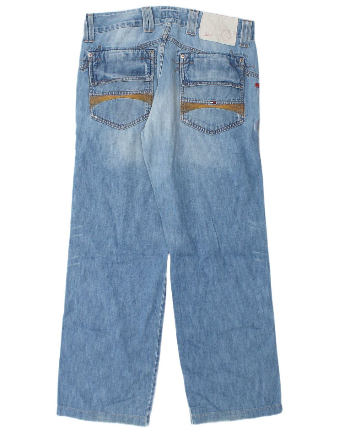 Tommy Hilfiger Womens Distressed Straight Jeans W32 L30 Blue Cotton
