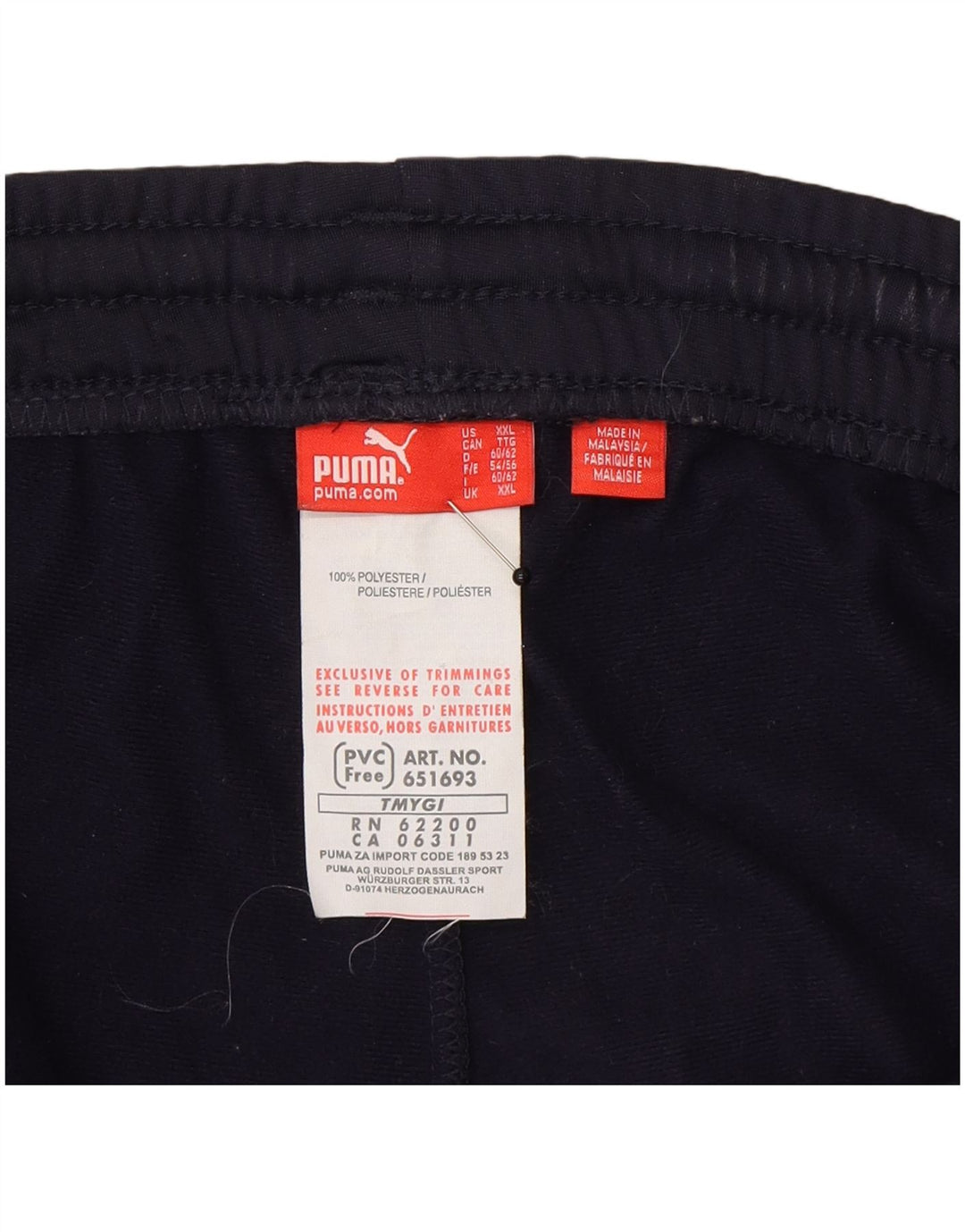 Puma Mens Tracksuit Trousers 2XL  Navy Blue Polyester