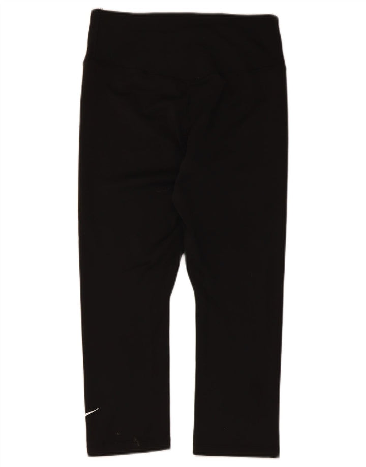 Nike Womens Dri Fit Capri Leggings UK 10 Small Black Polyester