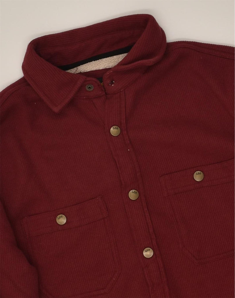 LEE Mens Sherpa Shirt Small Burgundy Cotton | Vintage Lee | Thrift | Second-Hand Lee | Used Clothing | Messina Hembry 