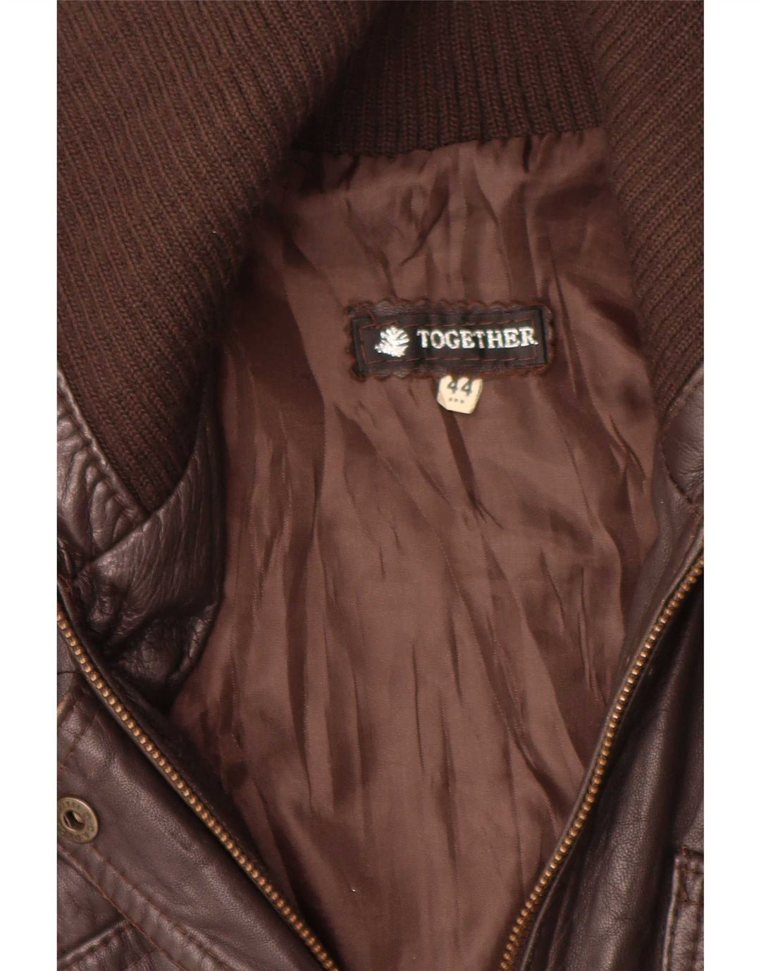 Together Mens Leather Jacket IT 44 Medium Brown