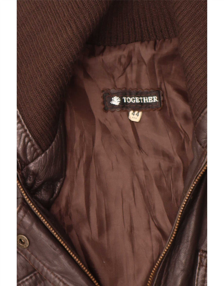 Together Mens Leather Jacket IT 44 Medium Brown